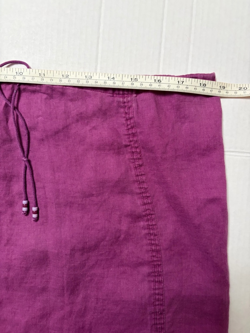 Ann Taylor LOFT Linen Midi Skirt Drawstring Waist Pockets Panel Stitch sz 10 - Picture 7 of 11